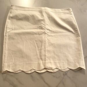 J Crew Skirt Womens 20 White Cream Pencil Zipper Scallop Hem Cotton NEW